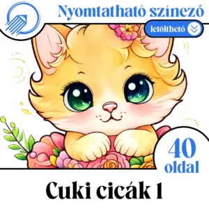 Nyomtatható cicás színező gyerekeknek - 40 oldal