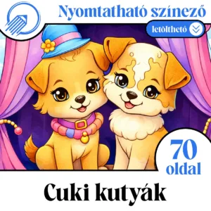 Nyomtatható kutyás színező gyerekeknek - 70 oldal