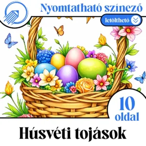 Nyomtatható húsvéti tojás színező – 10 oldal