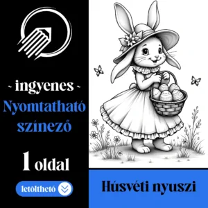 Ingyenes, nyomtatható húsvéti nyuszi színező PDF-ben