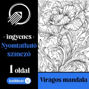 Ingyenes, nyomtatható virágos mandala színező PDF-ben