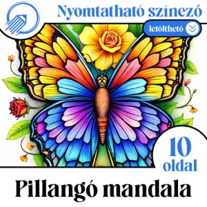 Nyomtatható pillangó mandala színező - 10 oldal